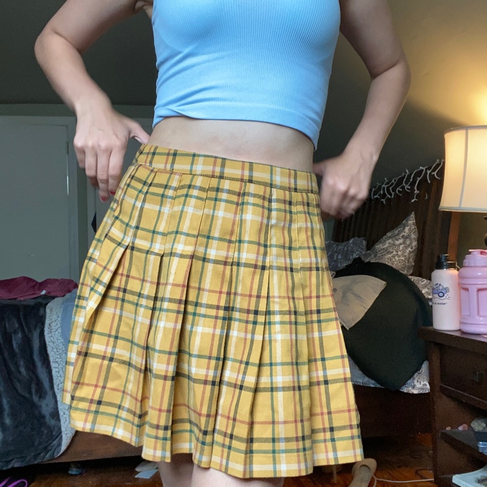 plaid yellow skirt